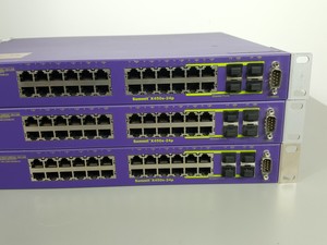 Thumbnail image of Large Lot of Extreme Networks Network Switches, Modules, Cables, Noise Filters