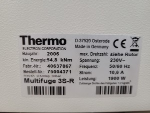 Thumbnail image of Thermo Electron Multifuge 3S-R Benchtop Laboratory Centrifuge Lab