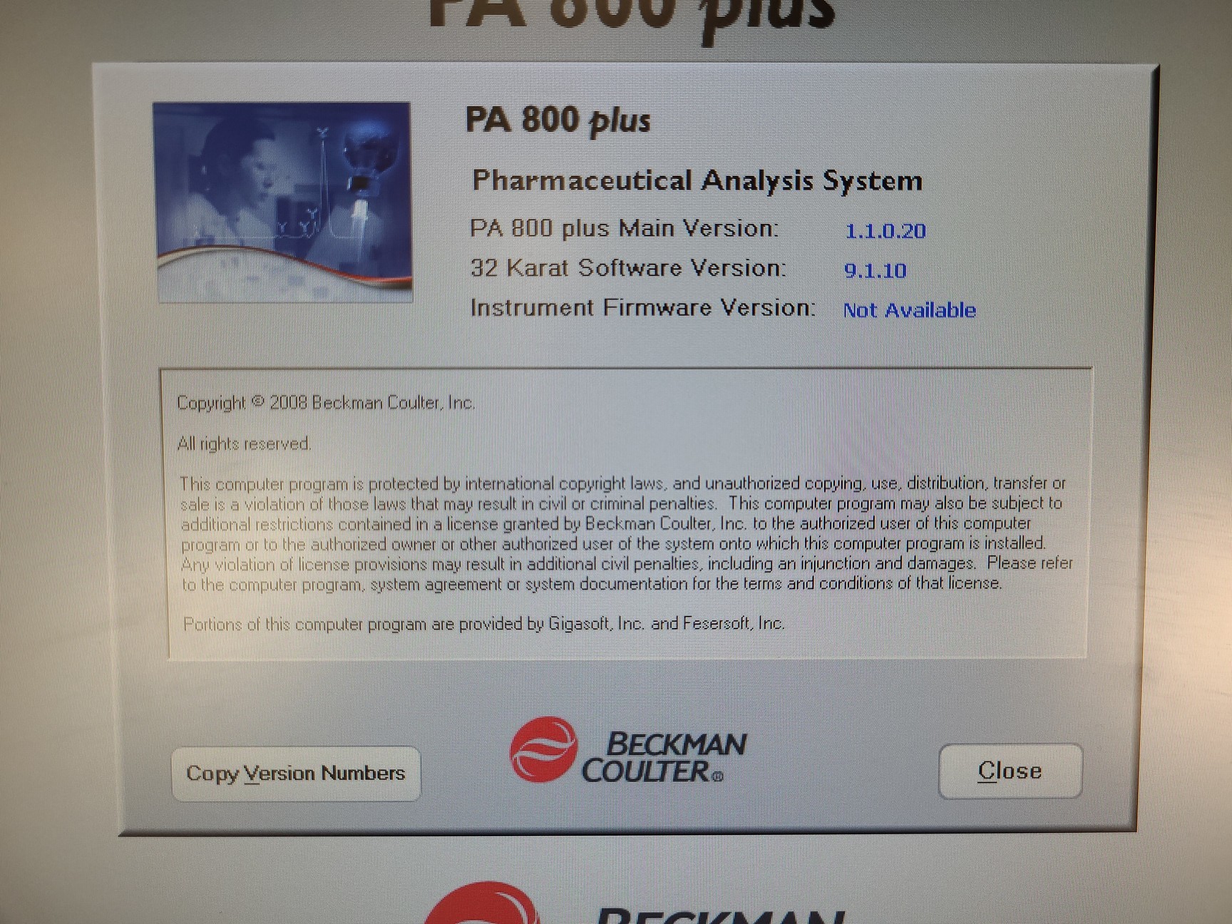 Image of Beckman Coulter PA 800 Plus Pharmaceutical Analysis System + Software Lab