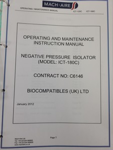 Thumbnail image of Mach-Aire ICT-180 Glove Box Safety Cabinet Pharmacy Dispensing Isolator Lab