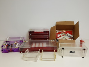 Thumbnail image of Lot of Gel Electrophoresis Units/Trays/Combs - Scotlab H2020, Geneflow GFH6070