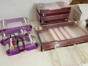 Thumbnail image of Lot of Gel Electrophoresis Units/Trays/Combs - Scotlab H2020, Geneflow GFH6070