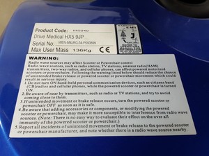 Thumbnail image of Drive Medical Mobility Scooter Product Code - MS040 Model - HX5 9JP Faulty 