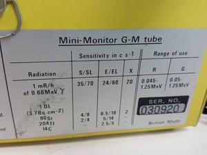 Thumbnail image of Series 900 Mini-Monitor G-M Tube Geiger Counter Lab
