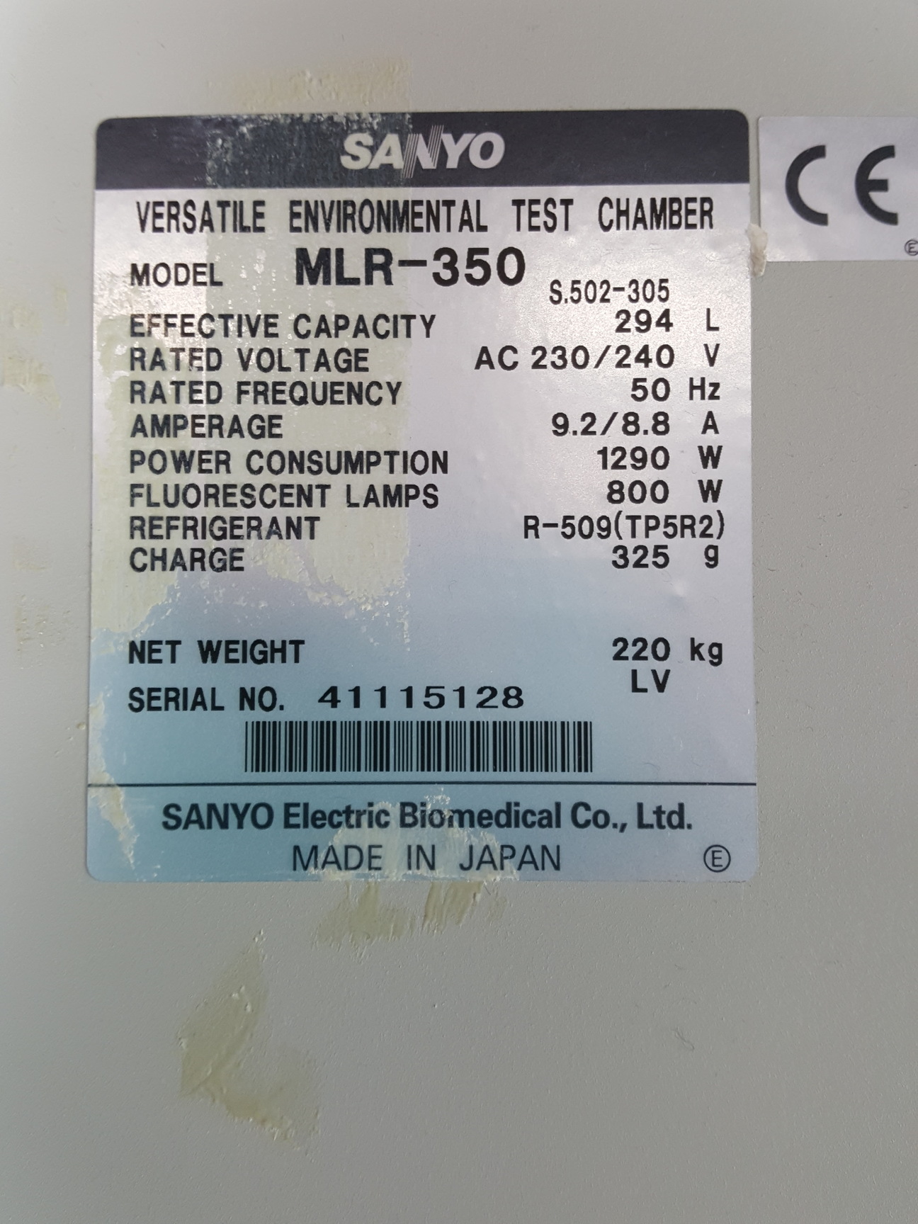 Image of Sanyo Versatile Environmental Test Chamber  Model - MLR-350 Lab