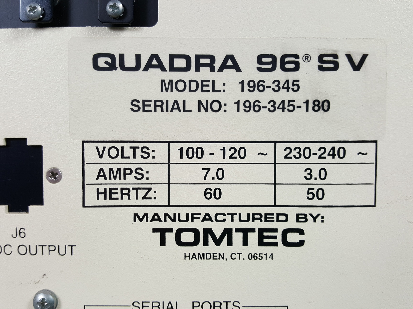 Image of Tomtec Quadra 96 SV Model 345 Liquid Handling System - 7554-85 Economy Drive Lab
