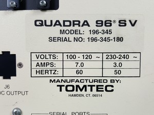 Thumbnail image of Tomtec Quadra 96 SV Model 345 Liquid Handling System - 7554-85 Economy Drive Lab
