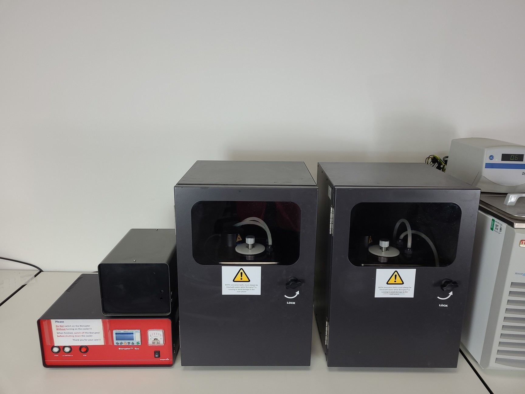 Image of Diagenode Bioruptor Twin Sonication System w/ Neslab RTE7 Circulating Bath Lab