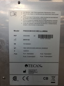 Thumbnail image of Tecan Freedom Evo WS Illumina Liquid Handling Robot System Lab