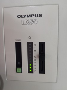 Thumbnail image of Olympus BX50 Fluorescence Microscope w/ 4 x Objectives - 10x/0.30 P, 4x/0.13 P 
