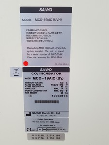 Thumbnail image of Sanyo Co2 Laboratory Incubator Model MCO-19AIC (UV) Lab