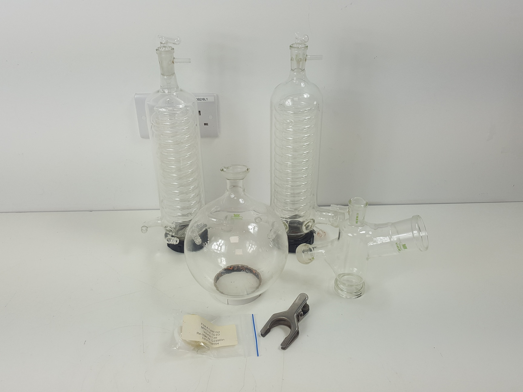 Image of Pair of Buchi Rotavapor Glass Rotary Evaporator Condensers & Accessories Lab