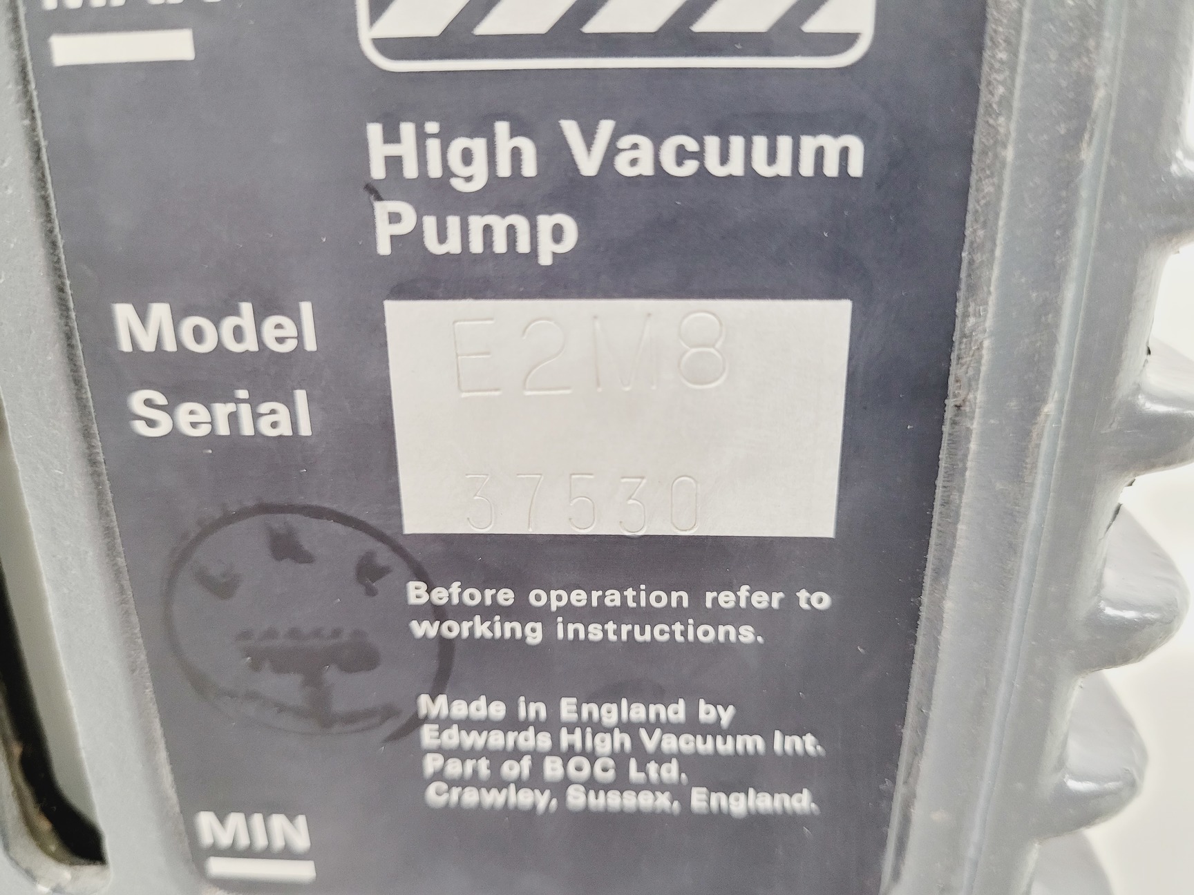 Image of Edwards E2M8 Two Stage 8 High Vacuum Pump Lab Spares/Repairs