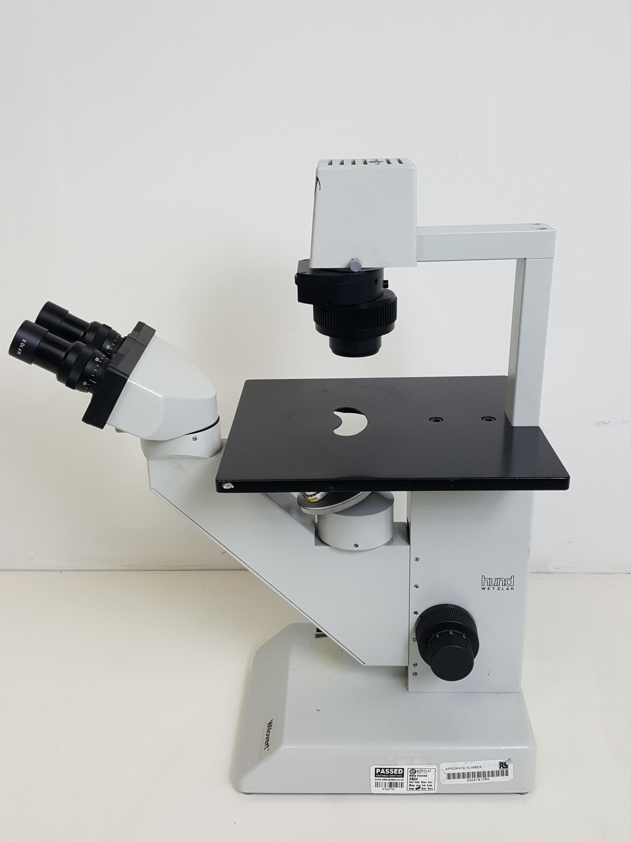 Image of Hund Wetzlar Wilovert Inverted Microscope 10/0.25 Ph-p & A4/0.10 Objectives Lab