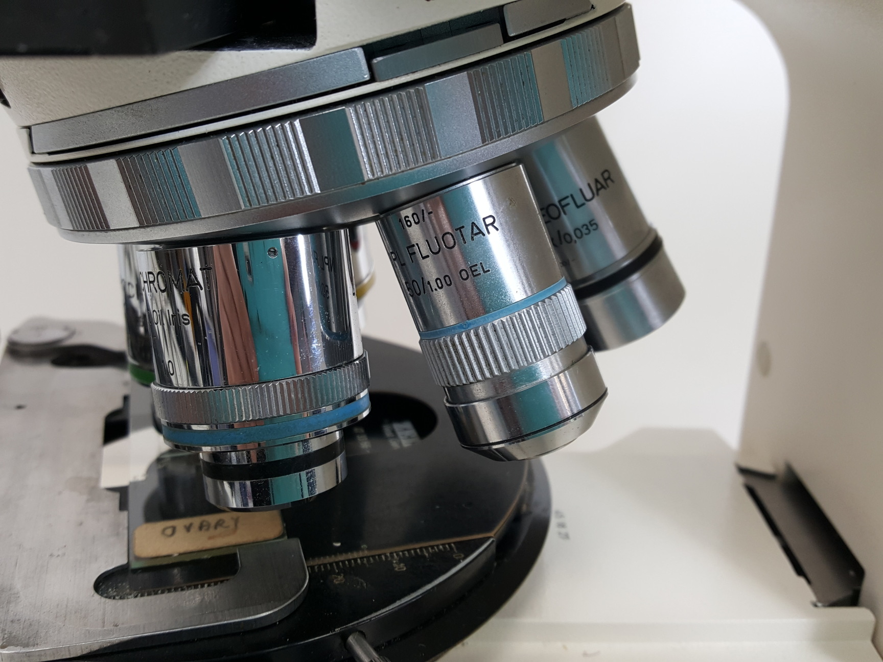 Image of Carl Zeiss Axiophot Fluorescent Microscope w/ 6 Objectives Apchromat Neofluar
