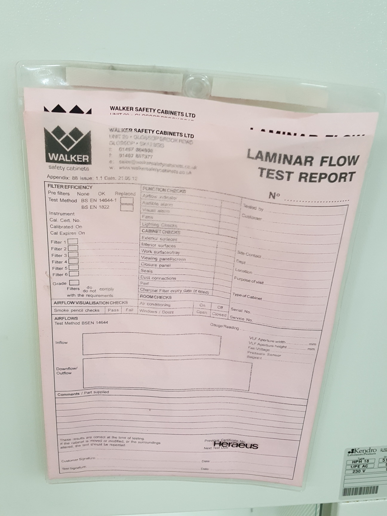 Image of Kendro Heraeus Hera Guard Flow Cabinet Clean Bench Type HPH 18 Lab Laminar Flow