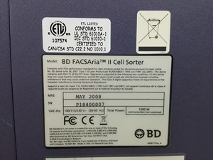 Thumbnail image of BD Biosciences FACSAria II Cell Sorter with Fluidics Cart and Buffalo Filter Lab