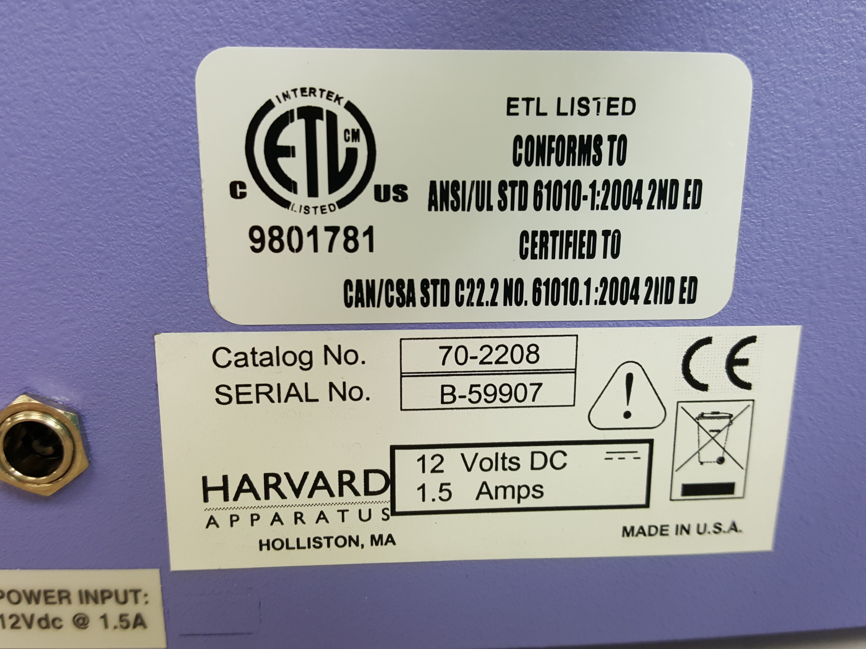 Image of Harvard Apparatus 11 Plus Syringe Pump  Cat no. 70-2208 Lab