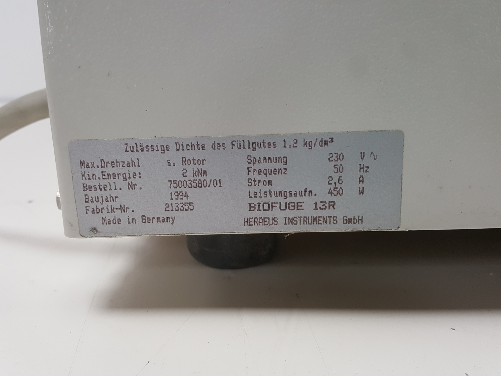 Image of Heraeus Sepatech Biofuge 13 R Refrigerated Benchtop Centrifuge w/ 17000rpm Rotor