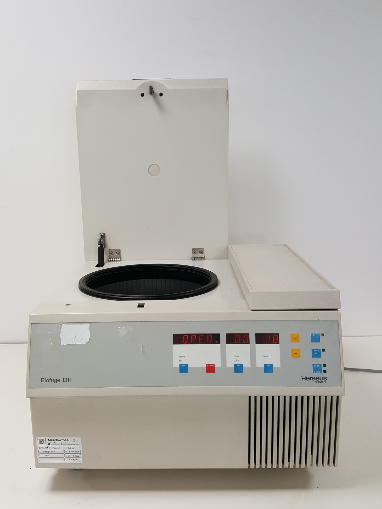 Image of Heraeus Sepatech Biofuge 13 R Refrigerated Benchtop Centrifuge w/ 17000rpm Rotor