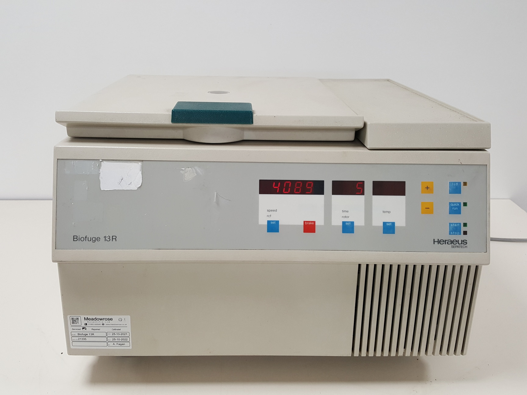 Image of Heraeus Sepatech Biofuge 13 R Refrigerated Benchtop Centrifuge w/ 17000rpm Rotor