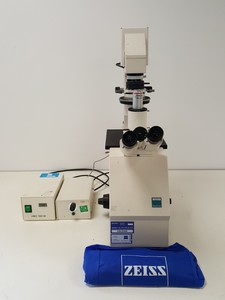 Thumbnail image of Zeiss Axiovert 10 Inverted Microscope with 2 x Objectives Ph 1 Plan-NEOFLUAR 