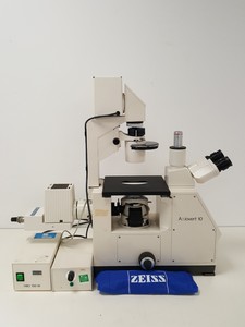 Thumbnail image of Zeiss Axiovert 10 Inverted Microscope with 2 x Objectives Ph 1 Plan-NEOFLUAR 