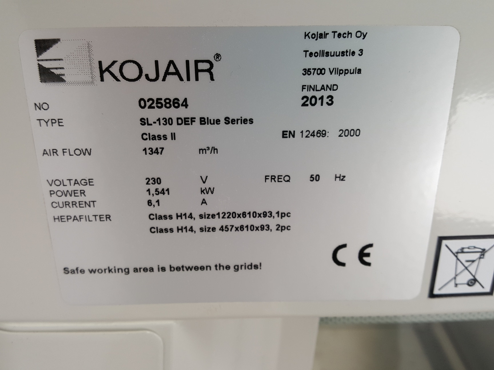 Image of KOJAIR Benchtop Safety Cabinet - SL-130 DEF Blue Series Class II Double HEPA Lab