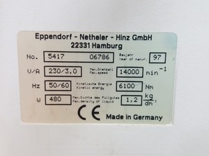 Thumbnail image of Eppendorf Benchtop Laboratory Centrifuge 5417C + 14000rpm TE010 Rotor Lab