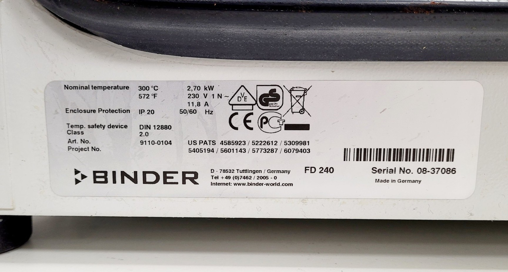 Image of Binder Double Door Laboratory Oven Model - FD 240 Lab