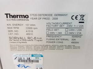 Thumbnail image of Thermo Scientific Sorvall RC6 Plus Floor-Standing Ultracentrifuge Lab Faulty