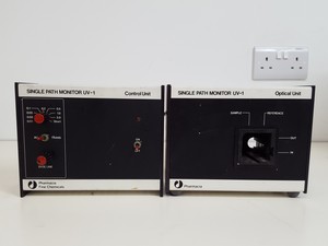 Thumbnail image of Pharmacia LKB FPLC System - P-500, FRAC-100, P-50, UV-1, LCC-500 & Accessories 