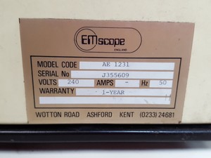 Thumbnail image of EMscope AE 1231 Sputter Coater Film Deposition System Lab Spares/Repairs