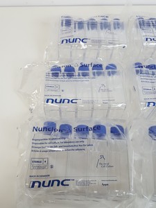 Thumbnail image of 9 x Bags of 5 x Cell Culture Flasks - Corning 75cm2 & Nunclon Surface 200ml Lab