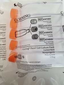 Thumbnail image of 9 x Bags of 5 x Cell Culture Flasks - Corning 75cm2 & Nunclon Surface 200ml Lab