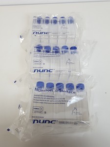 Thumbnail image of 9 x Bags of 5 x Cell Culture Flasks - Corning 75cm2 & Nunclon Surface 200ml Lab