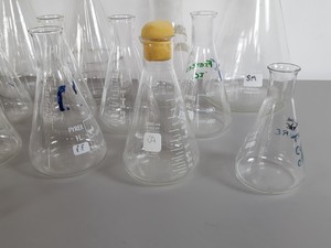 Thumbnail image of 25 x Conical Glass Lab Flasks - 5000ml, 3000ml, 2000ml, 1000ml, 500ml, 250ml,