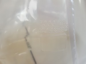 Thumbnail image of 4 x Corning 3L Plastic Erlenmeyer Conical Flasks with Vented Caps Lab