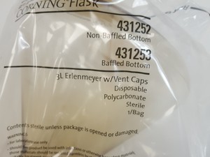 Thumbnail image of 4 x Corning 3L Plastic Erlenmeyer Conical Flasks with Vented Caps Lab