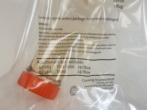 Thumbnail image of 4 x Corning 3L Plastic Erlenmeyer Conical Flasks with Vented Caps Lab