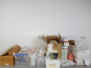 Thumbnail image of Large Lot of Cell Culture Laboratory Plasticware - Plates, Flasks, Bottles, Caps