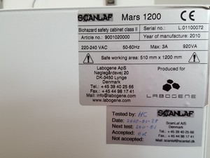 Thumbnail image of SCANLAF Mars 1200 Safety Class 2 Microbiological Safety Cabinet Lab