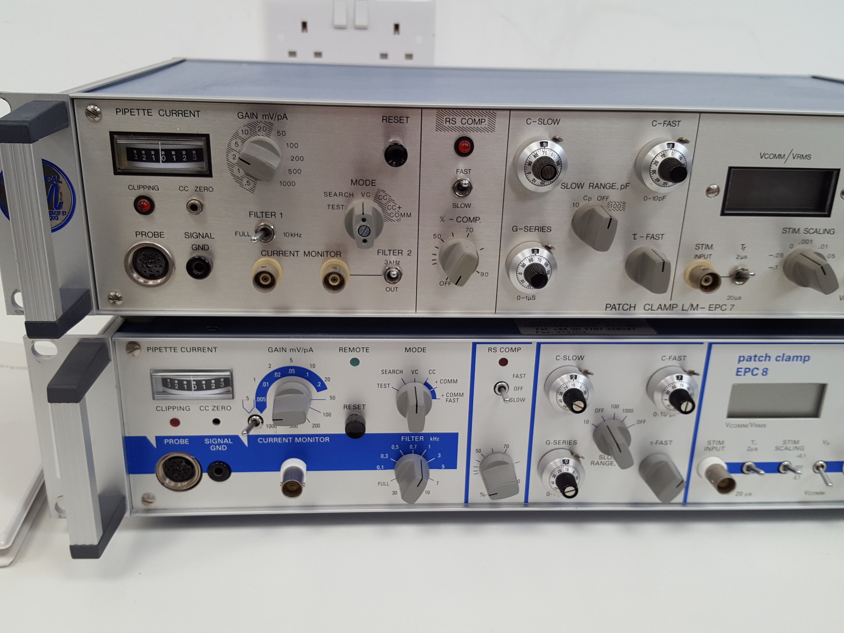 Image of HEKA EPC 8 & EPC 7 Patch Clamp Amplifiers with MC 8 Model Circuit Lab