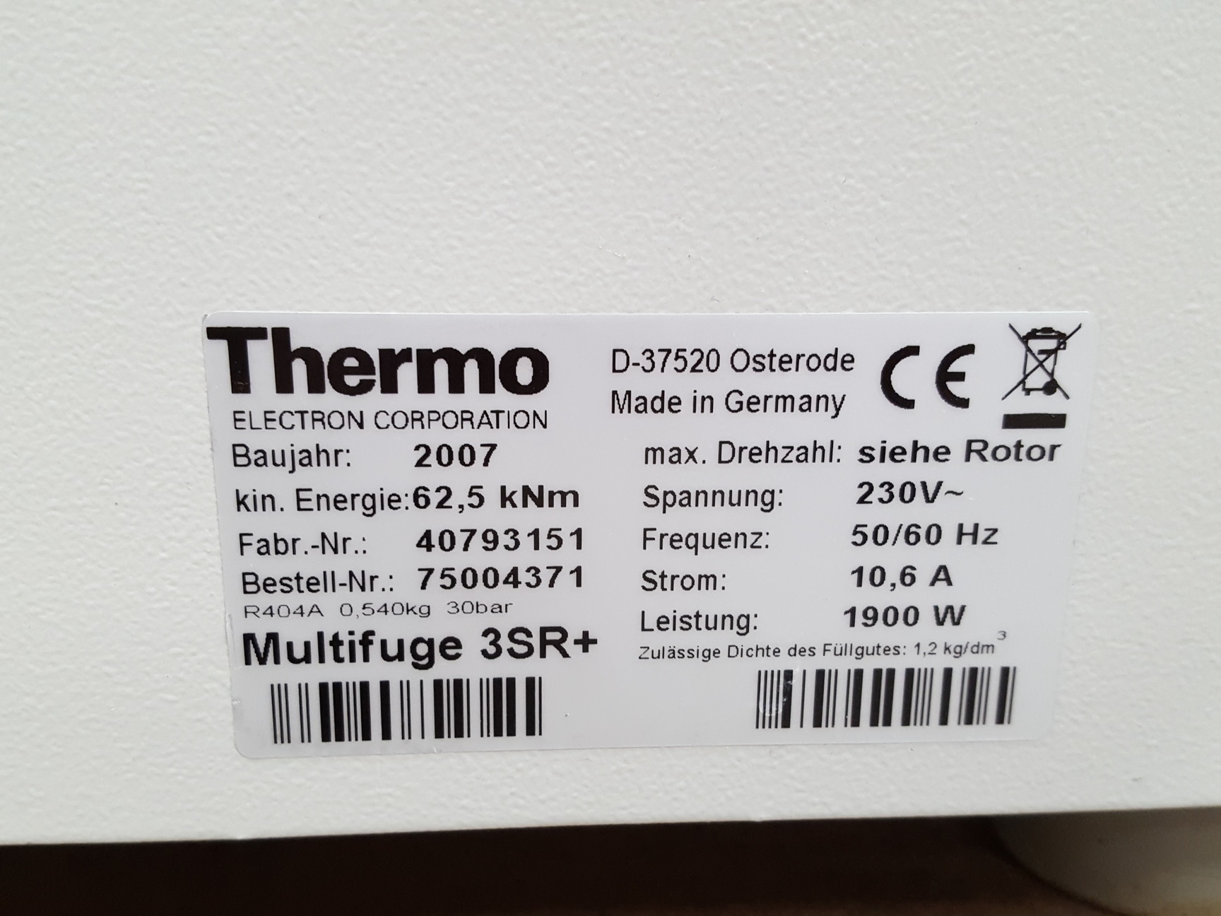 Image of Thermo Scientific Heraeus Multifuge 3SR+ Benchtop Centrifuge Lab