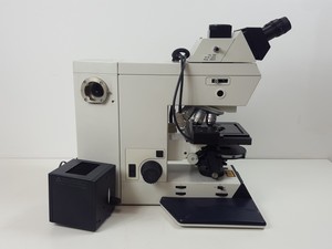 Thumbnail image of Leica DMRBE Fluorescence Trinocular Microscope & 4 x Objectives PL FLUOTAR Lab