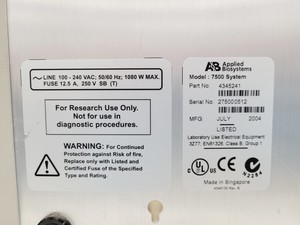 Thumbnail image of Applied Biosystems 7500 FAST Real-Time PCR System w/ PC & Software Lab 