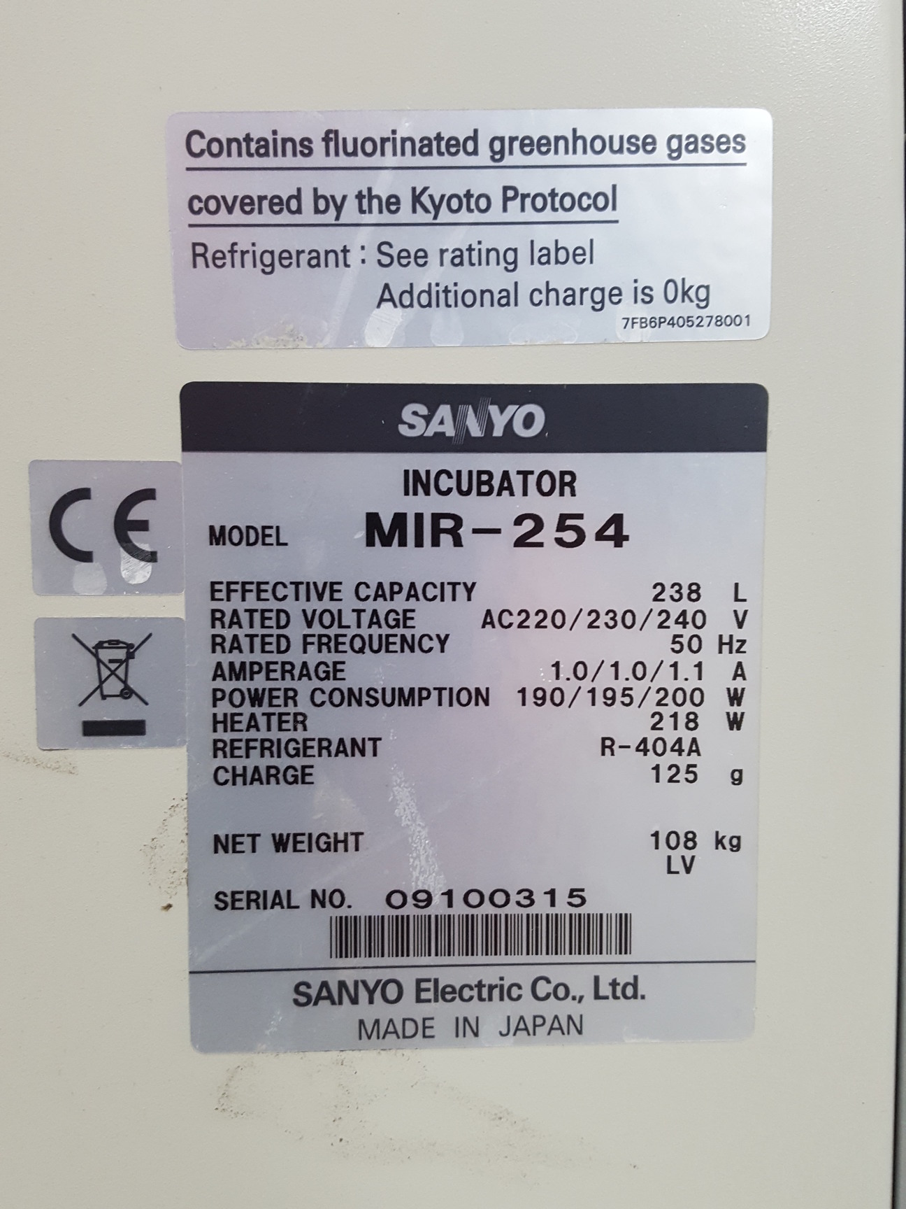 Image of Sanyo Cooled Refrigerated Incubator MIR 254 Lab Spares/Repairs