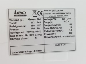 Thumbnail image of LEC Fridge Freezer Mod No. LSFC263 Lab
