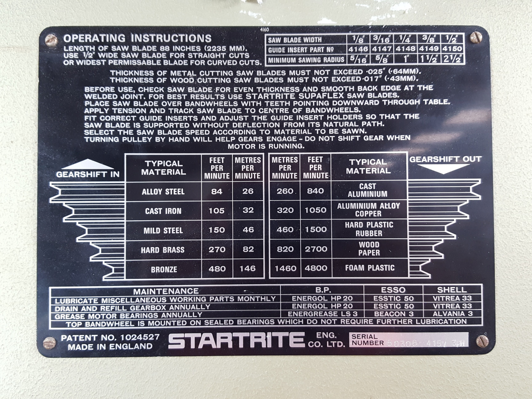 Image of Startrite Vertical Band Saw Bandit 10 PN 1024527 with 2 x Saw Blades