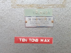 Thumbnail image of RIIC Research & Industrial Instruments Company 30 Ton Press C-30 & Accessories